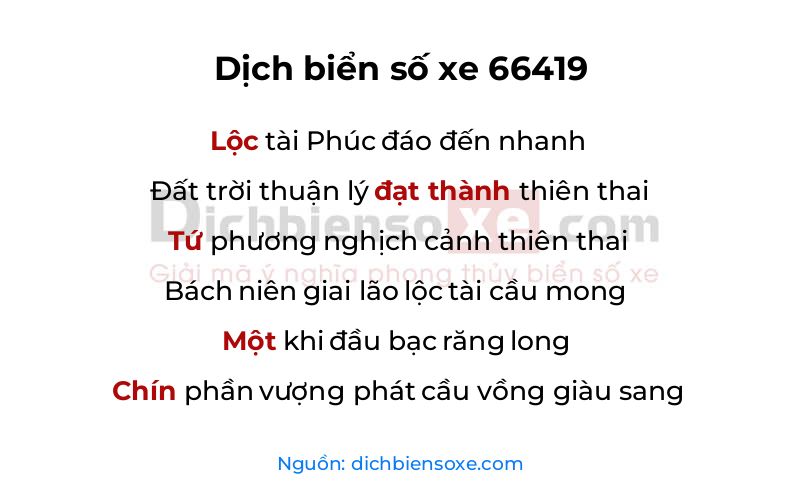 Dịch thơ biển số 66419