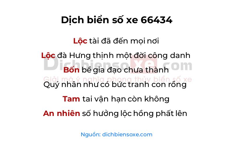 Dịch thơ biển số 66434