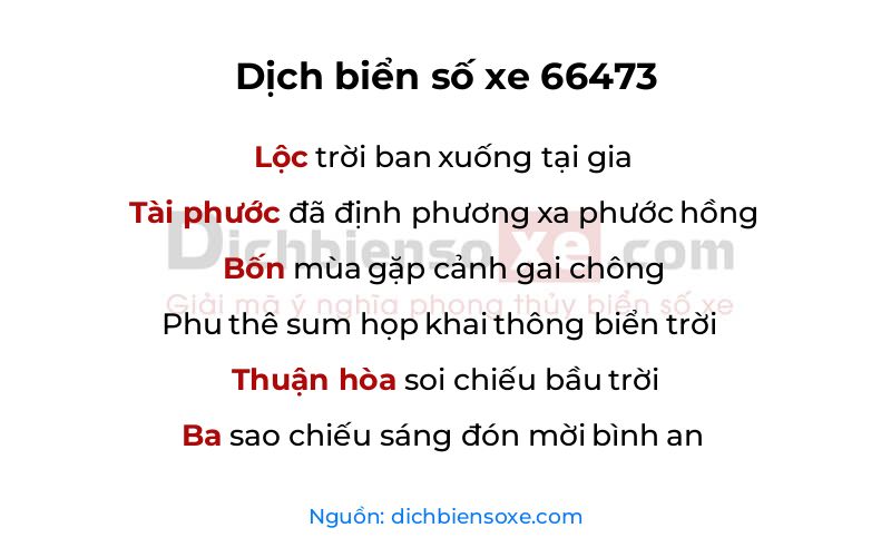 Dịch thơ biển số 66473