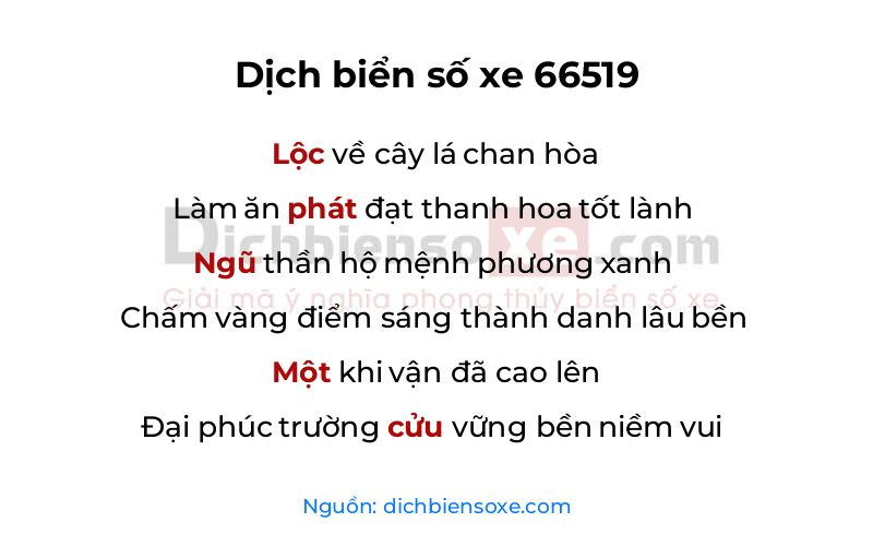 Dịch thơ biển số 66519