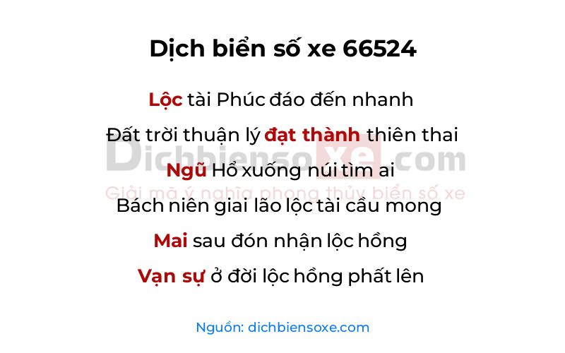 Dịch thơ biển số 66524
