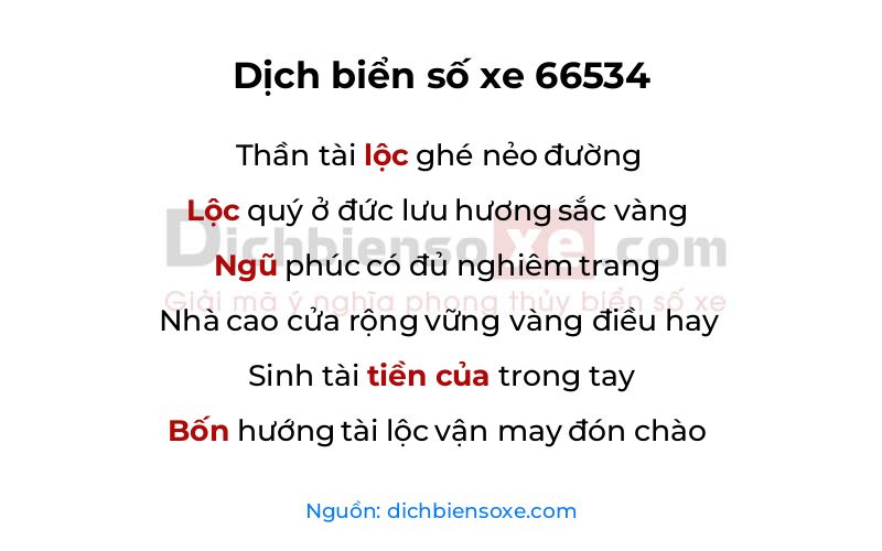 Dịch thơ biển số 66534