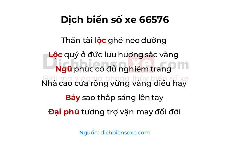 Dịch thơ biển số 66576
