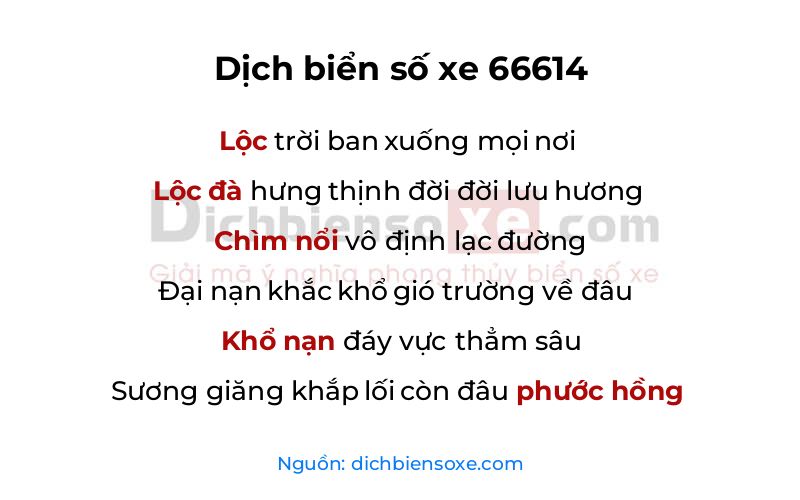 Dịch thơ biển số 66614