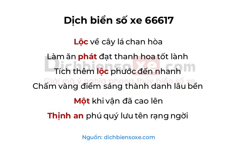 Dịch thơ biển số 66617