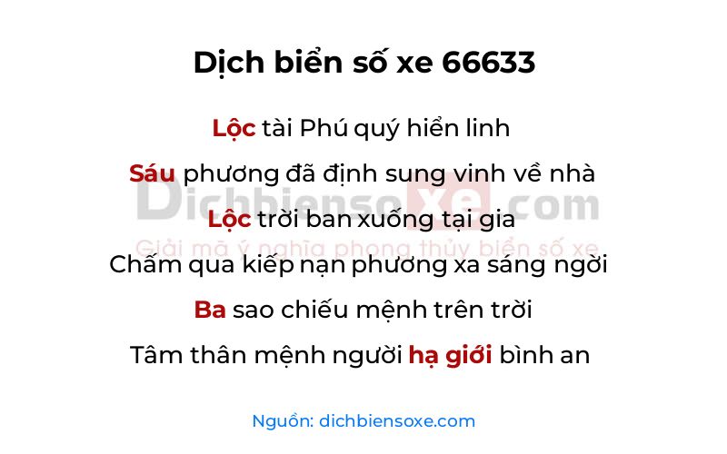 Dịch thơ biển số 66633