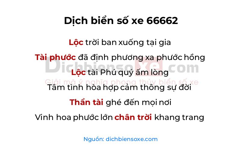 Dịch thơ biển số 66662