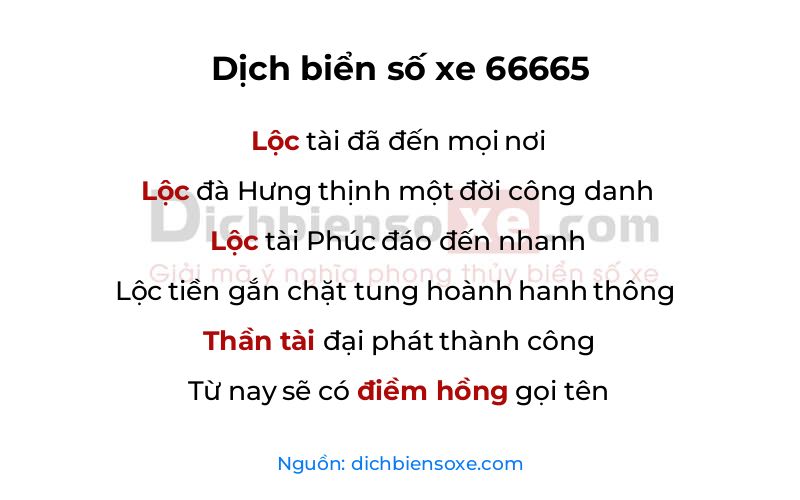 Dịch thơ biển số 66665