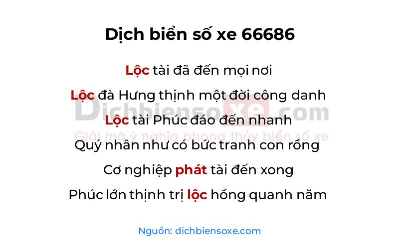 Dịch thơ biển số 66686