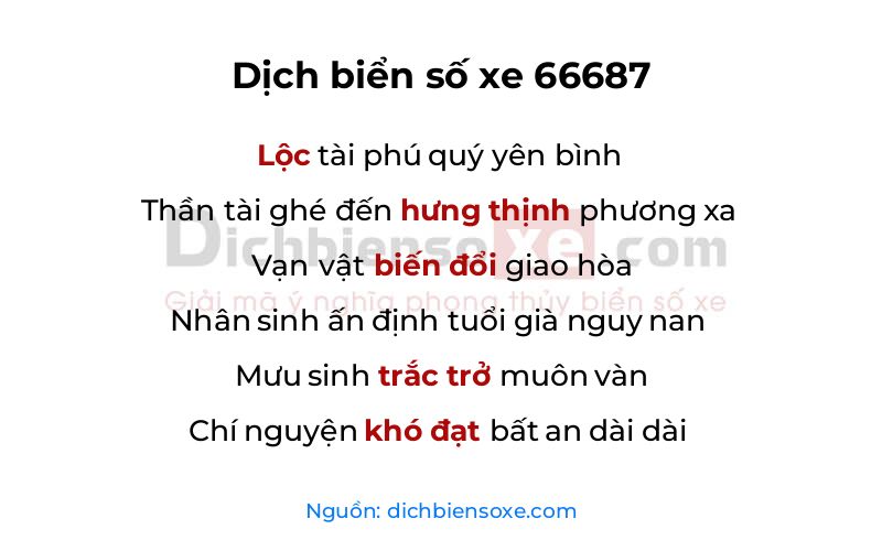 Dịch thơ biển số 66687