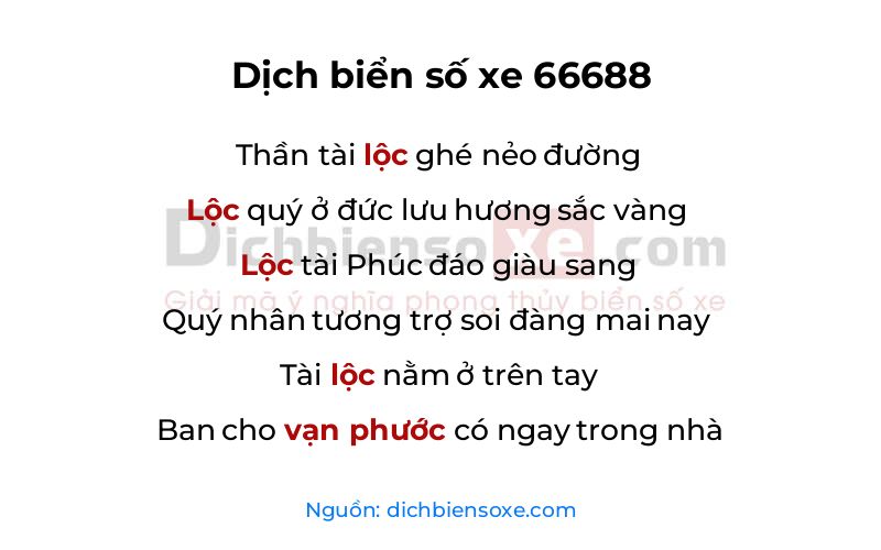 Dịch thơ biển số 66688