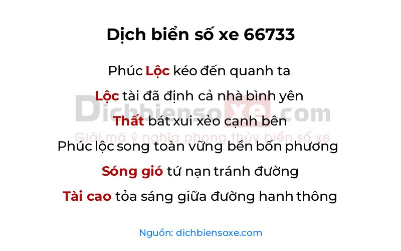 Dịch thơ biển số 66733