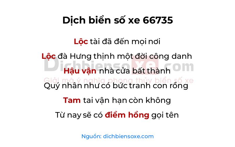 Dịch thơ biển số 66735