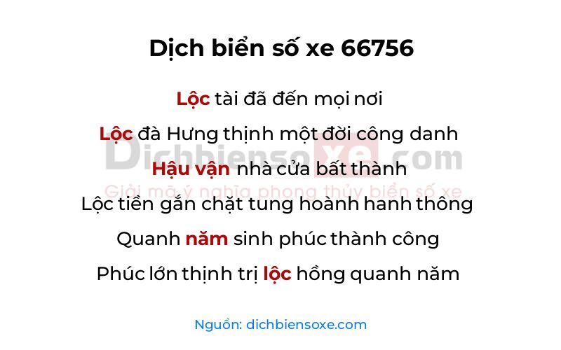 Dịch thơ biển số 66756