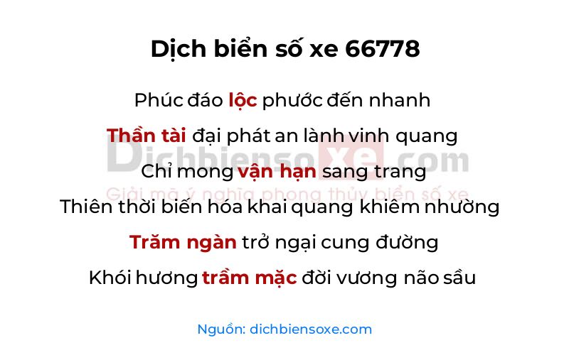 Dịch thơ biển số 66778