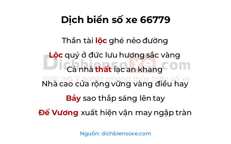 Dịch thơ biển số 66779