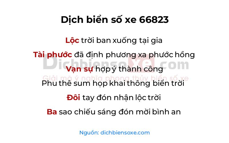 Dịch thơ biển số 66823