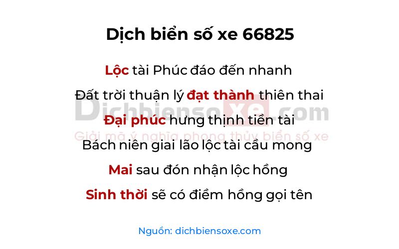 Dịch thơ biển số 66825