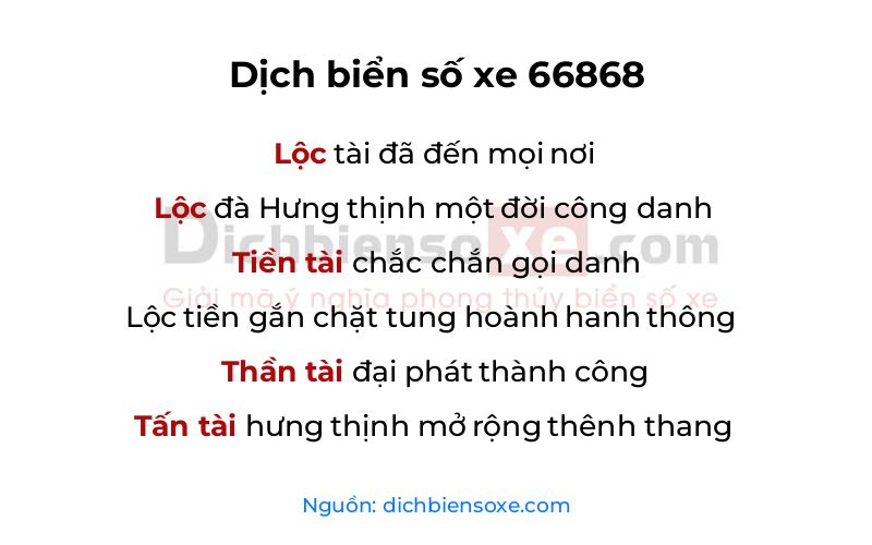 Dịch thơ biển số 66868