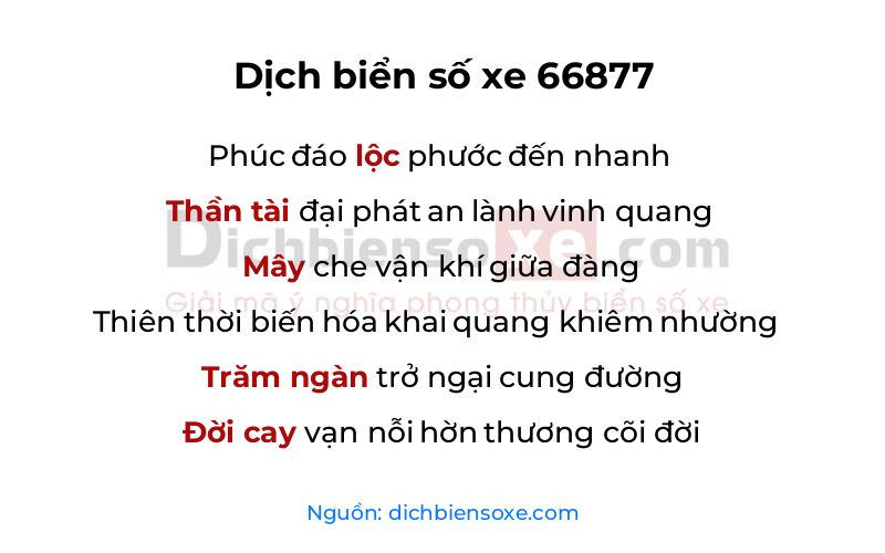 Dịch thơ biển số 66877