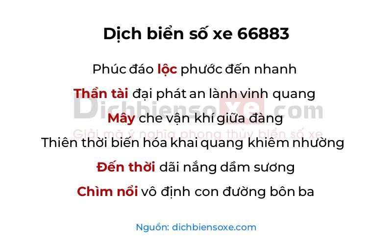 Dịch thơ biển số 66883