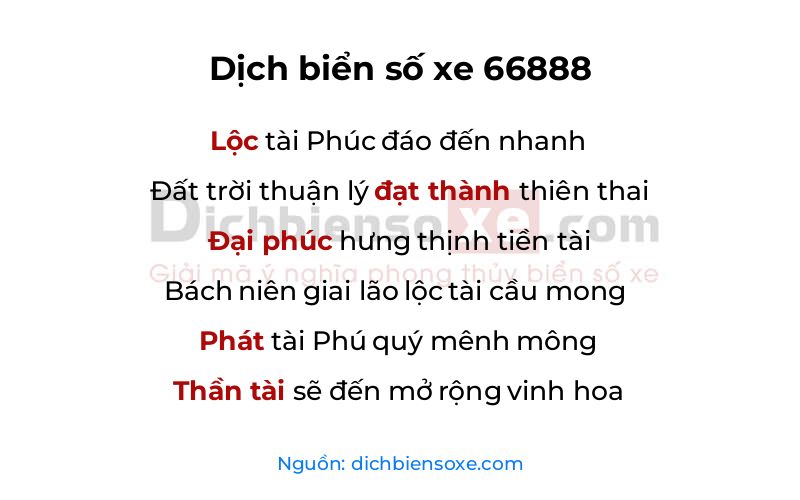 Dịch thơ biển số 66888