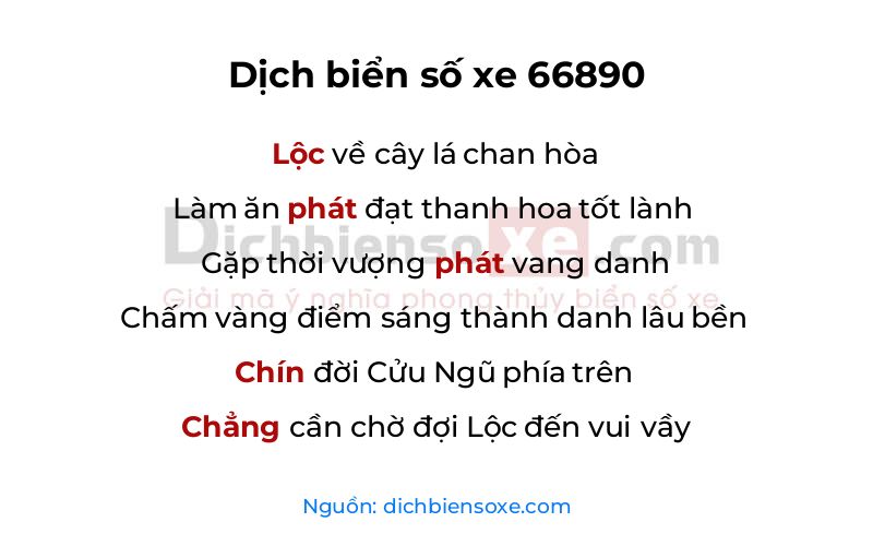 Dịch thơ biển số 66890
