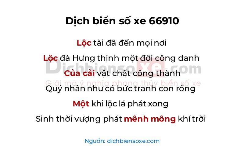 Dịch thơ biển số 66910