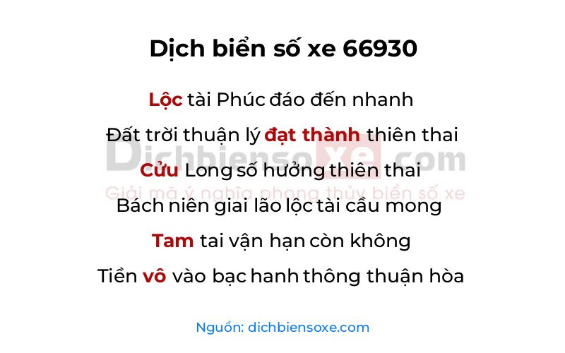 Dịch thơ biển số 66930