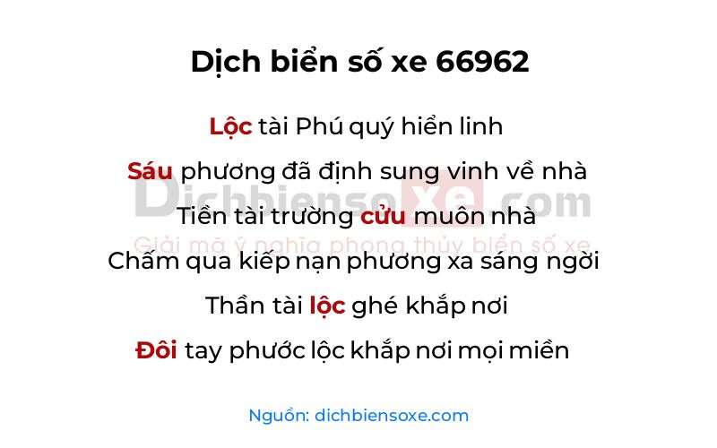 Dịch thơ biển số 66962