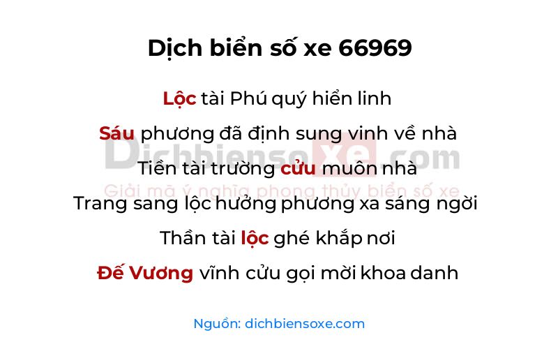 Dịch thơ biển số 66969