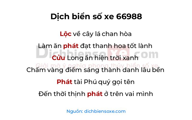 Dịch thơ biển số 66988