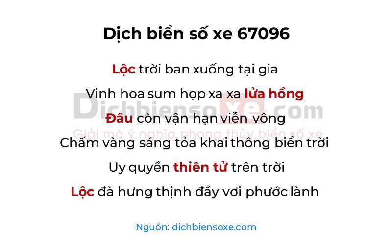 Dịch thơ biển số 67096