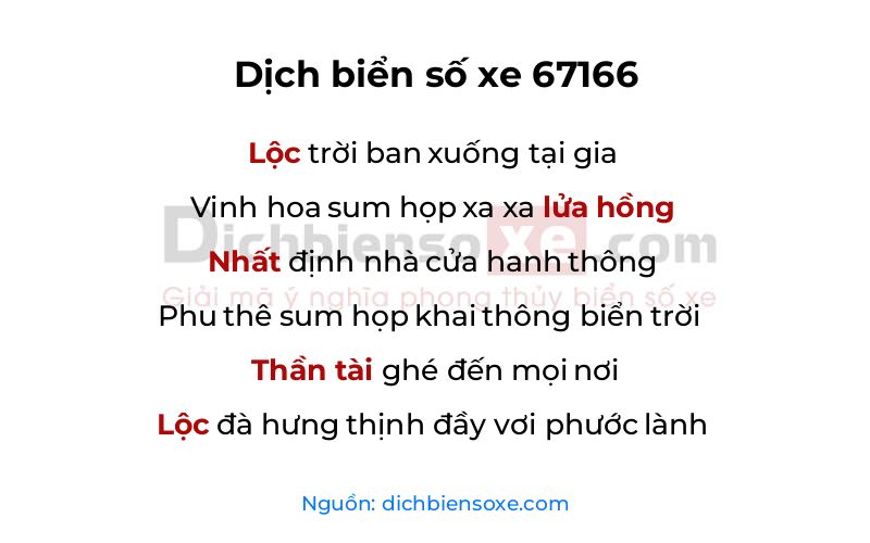 Dịch thơ biển số 67166