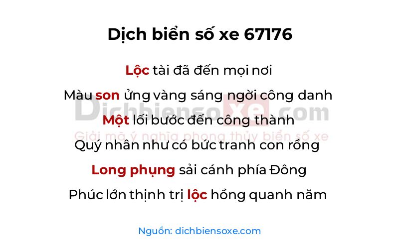 Dịch thơ biển số 67176