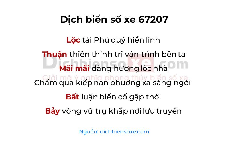 Dịch thơ biển số 67207