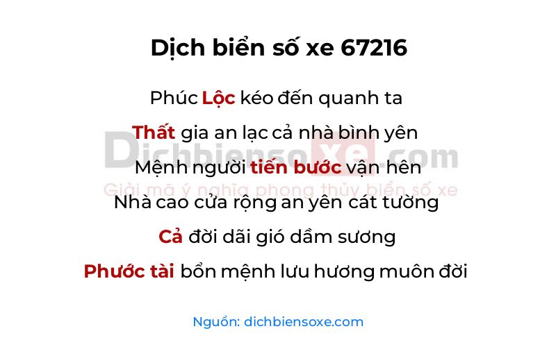 Dịch thơ biển số 67216