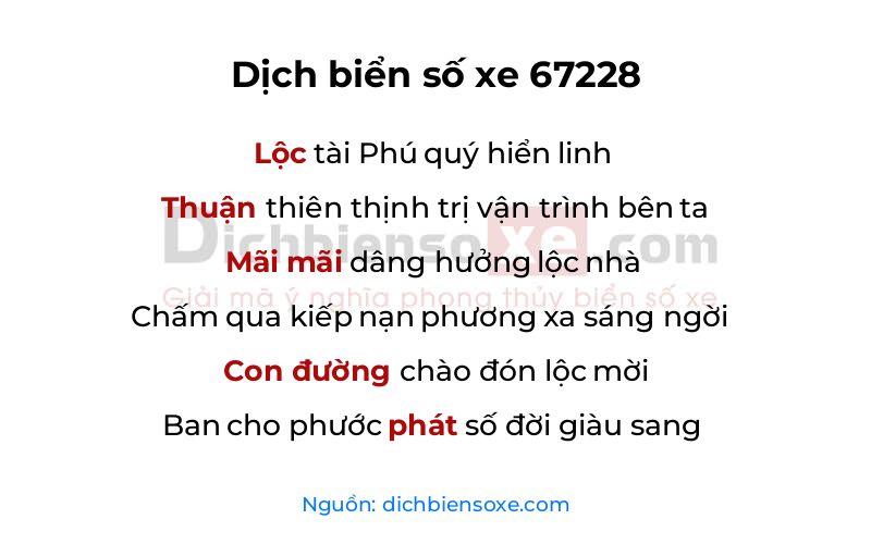 Dịch thơ biển số 67228