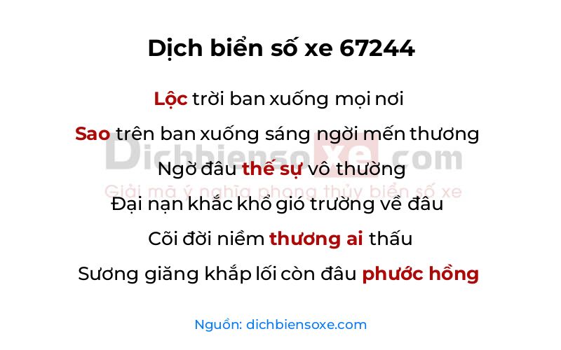 Dịch thơ biển số 67244