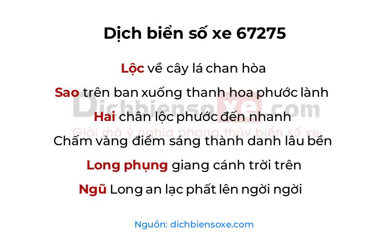 Dịch thơ biển số 67275