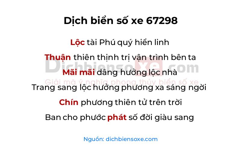Dịch thơ biển số 67298