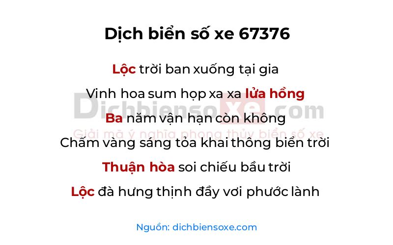 Dịch thơ biển số 67376