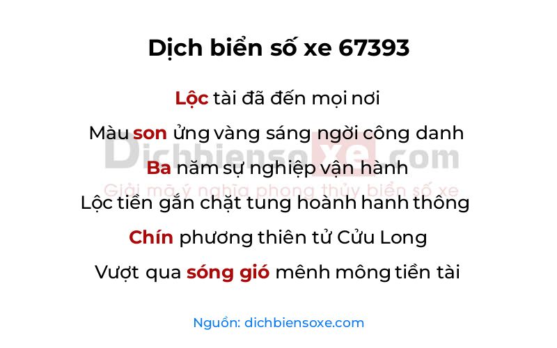 Dịch thơ biển số 67393