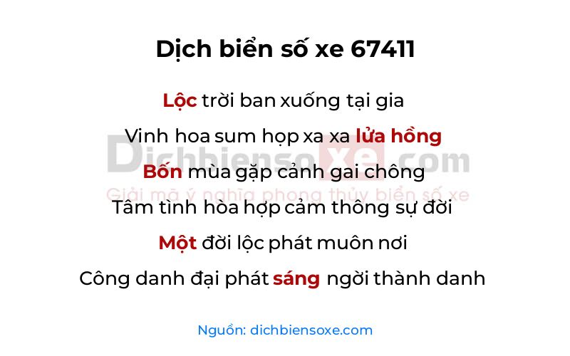 Dịch thơ biển số 67411