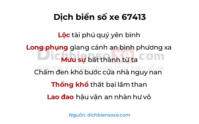 Dịch thơ biển số 67413