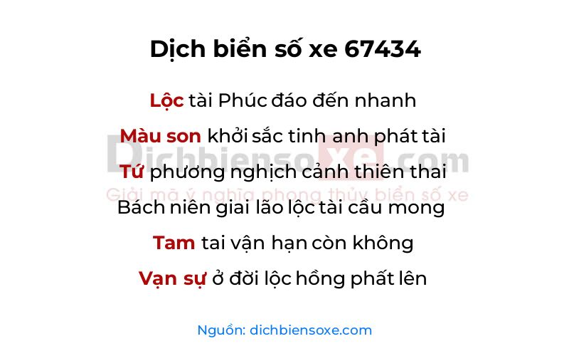 Dịch thơ biển số 67434