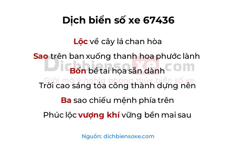 Dịch thơ biển số 67436