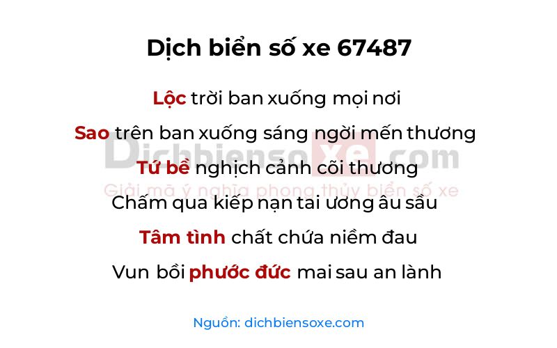 Dịch thơ biển số 67487