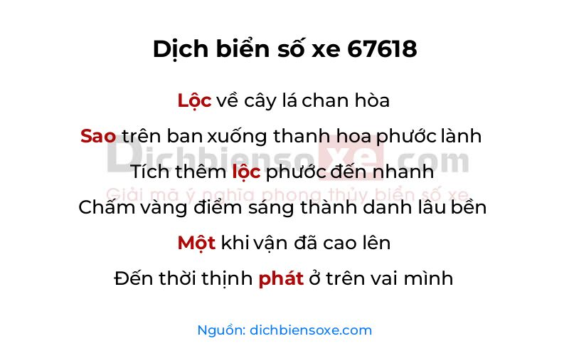 Dịch thơ biển số 67618