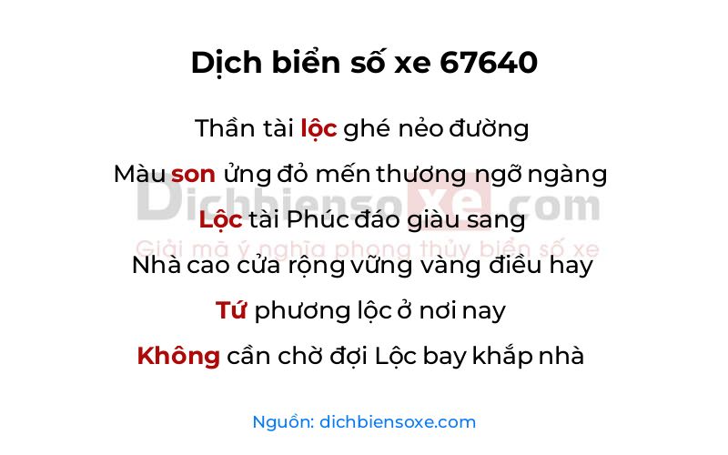Dịch thơ biển số 67640